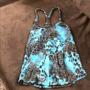 Blue/ leopard sheer tank